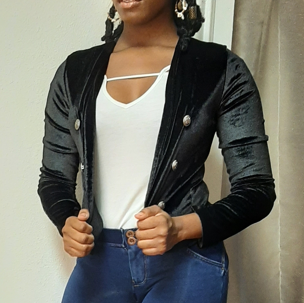 Midnight Velvet Jacket - Black